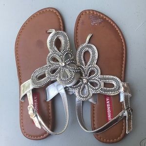 Unionbay tan sandals with silver and rhinestones